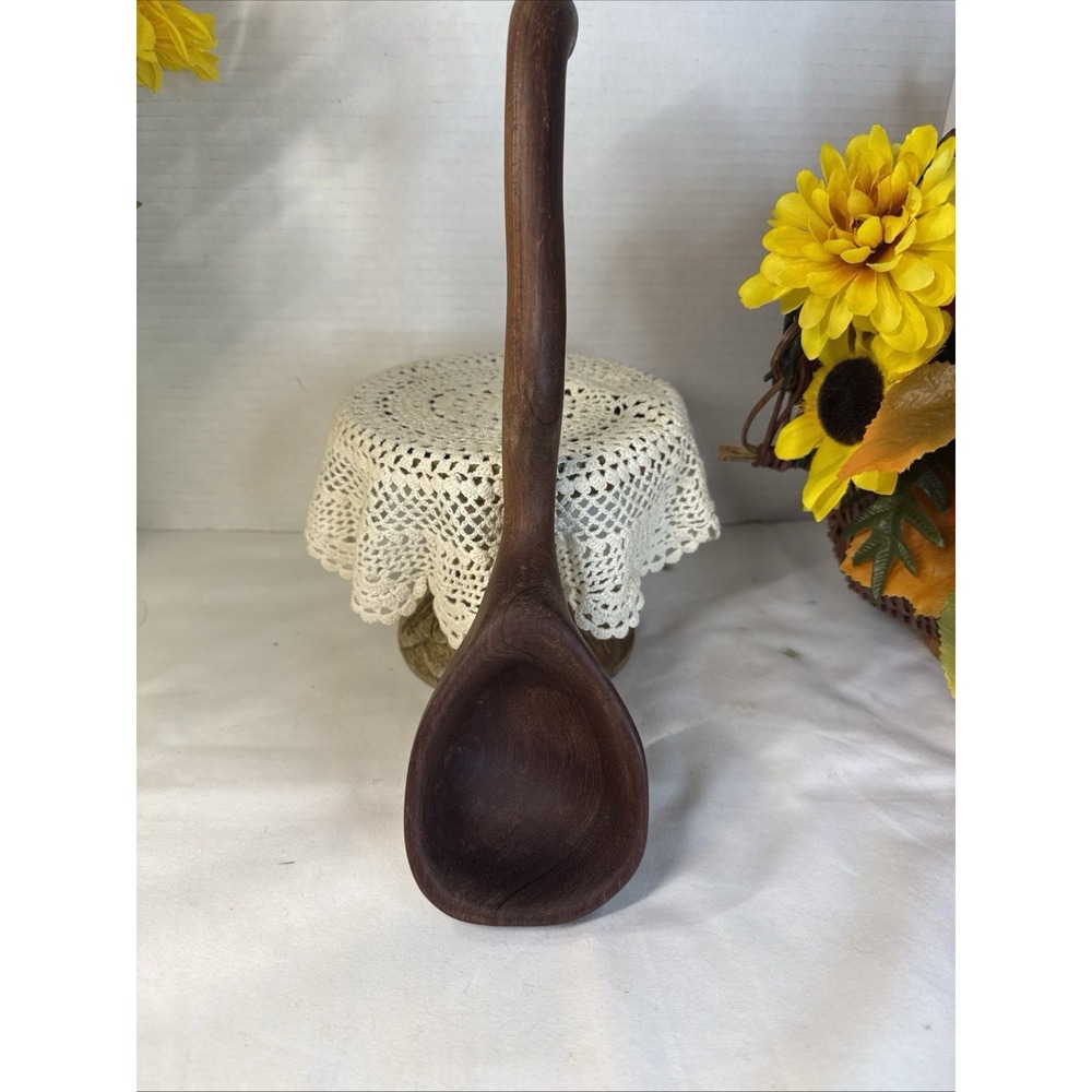Handmade Long-Handled Beautiful Wood Spoon 11.75" Great Piece!
